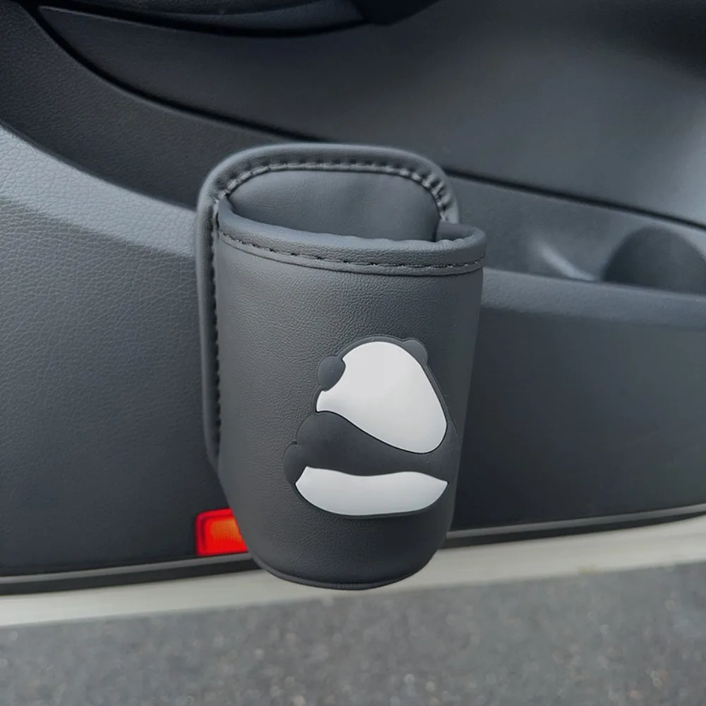 

Portable PU Leather Car Cup Holder Capybara Hook Car beverage rack Panda Universal Cup stand Car Interior Accessories