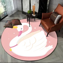 3D Cartoon Cute Swan Cygnus Area Rug,Round Carpet Rug for Living Room Bedroom Sofa Decoration,Kids Play Non-slip Floor Mat Gift