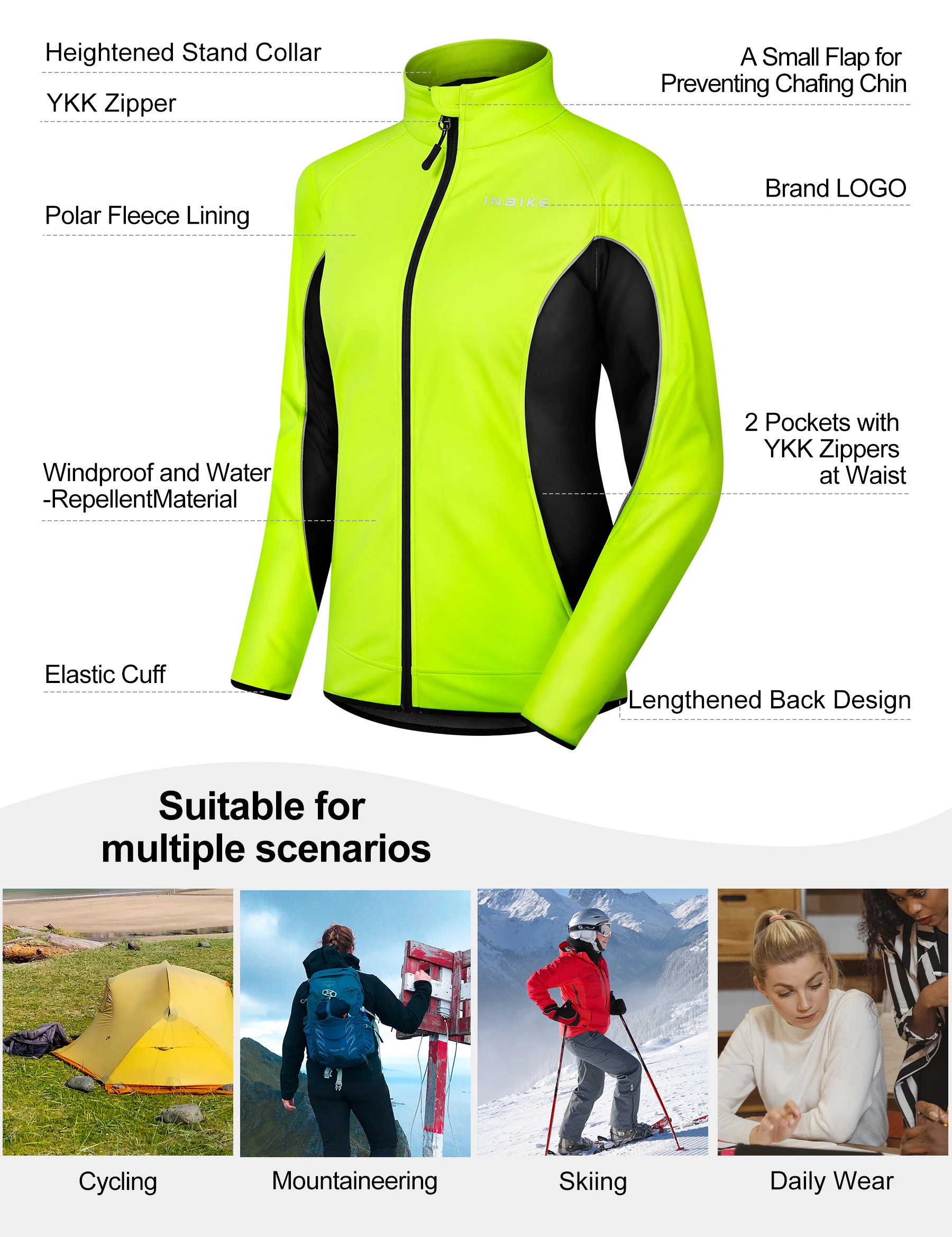 INBIKE Winter Women Cycling Jackets Thermal Fleece Biking Clothes Bicycle Road Bike Windbreaker MTB Reflective Jacket for Women