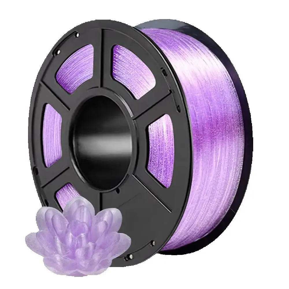 250g PLA Transparent Crystal Sparkle Purple 3D Printer Filament,1.75mm, Bright Glossy, Smooth 3D Printing Material