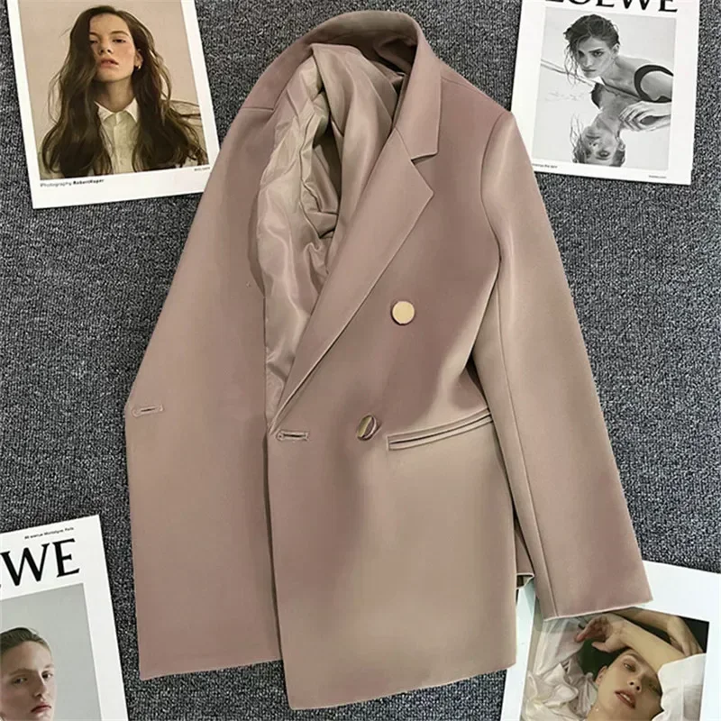 Women's Solid Slim Fit Long Sleeve Blazer Jacket 2026 New Casual Office Autumn Single Button Streetwear Suit for Ladies
