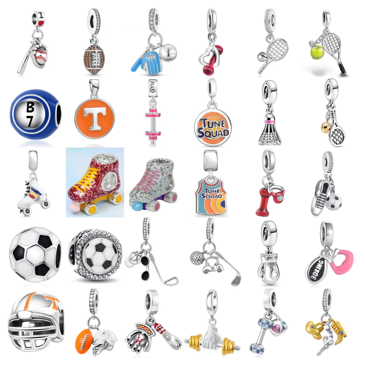 New 2025 925 Silver Baseball Cap Charm Football Sports Collection Bead Fit Original Pandent Bracelet Women Jewelry Gift DIY