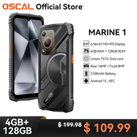 OSCAL MARINE 1 Rugged Smartphone Android 15, 6.56 inch HD+ Unisoc T615, 12GB(4+8) 128GB 5100mAh, Ultra-thin AI NFC Cellphone