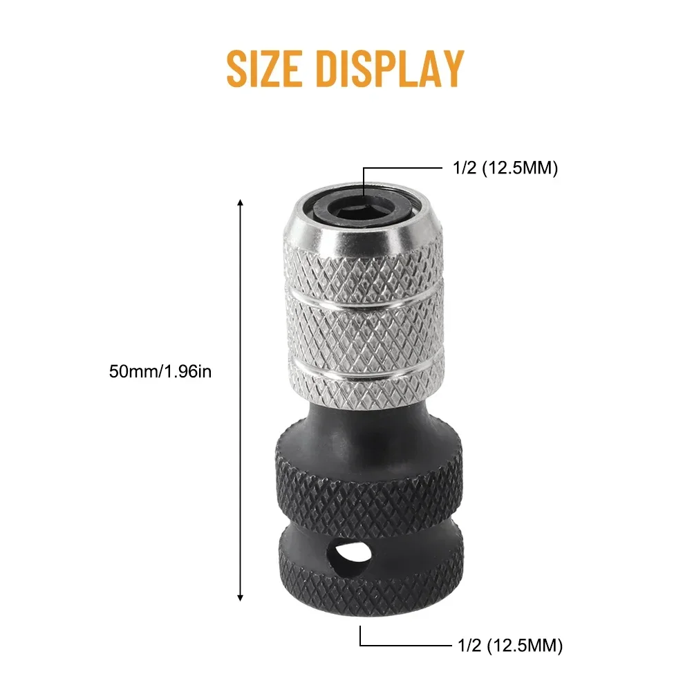 Socket Adapter 1/2 Inch Drive To 1/4 Inch Hex For Impact Wrench Drill Chuck Change Socket Adapter Single Piece Chuck Converter