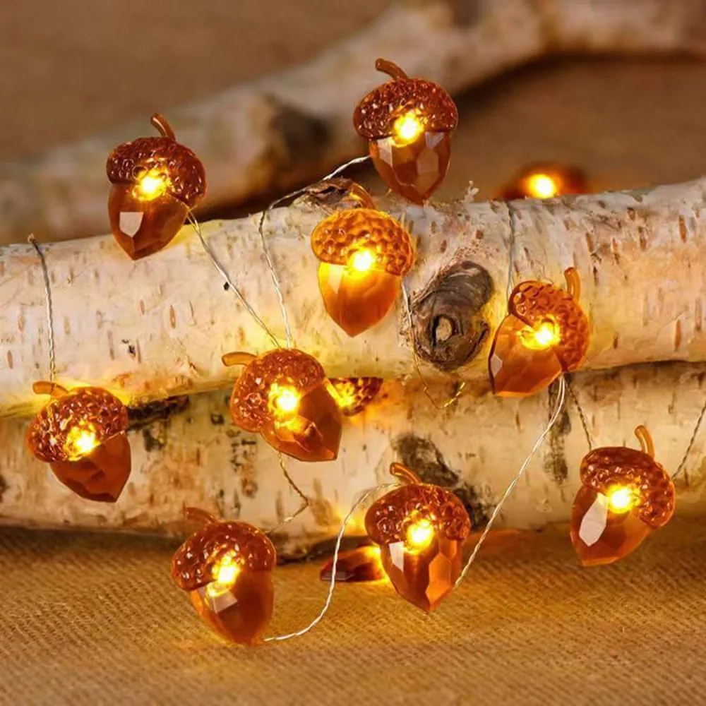 Thanksgiving Decorations Acorn String Lights Festive Fall-Themed Party Bedroom Decor Acorn Copper Wire String Lights