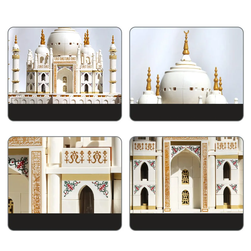 Patrimonio Cultural de fama mundial, arquitectura antigua, bloque de la India Taj Mahal, modelo de ensamblaje, colección de juguetes de ladrillos para regalos