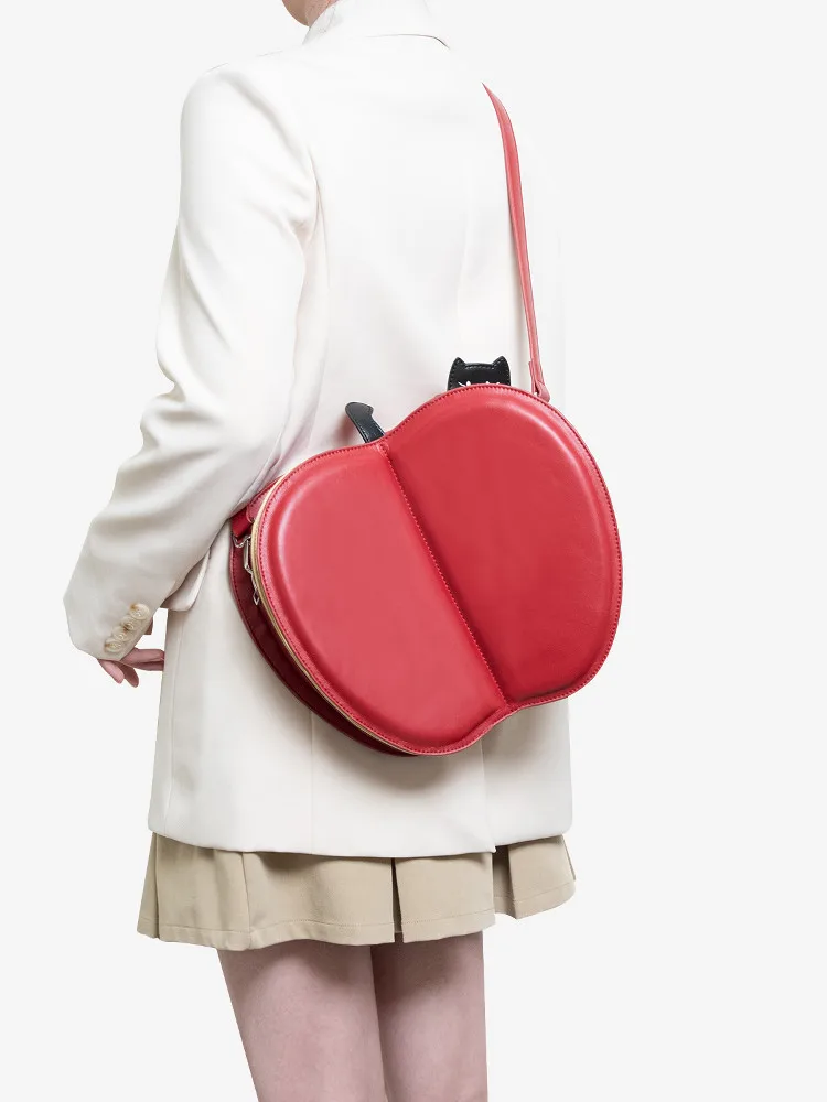 Fashionable New Flip Folding Apple Shaped Design Women's Bag, Personalized And Creative Multifunctional Portable Backpack Trendy