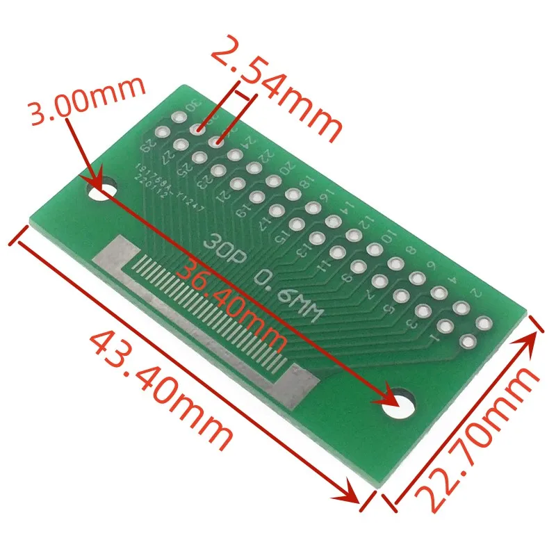 Carte de Test FPC/FFC, 1 pièce, 0.6MM, plaque de Conversion 20P 30P, espacement de 2.54MM, commutation PCB