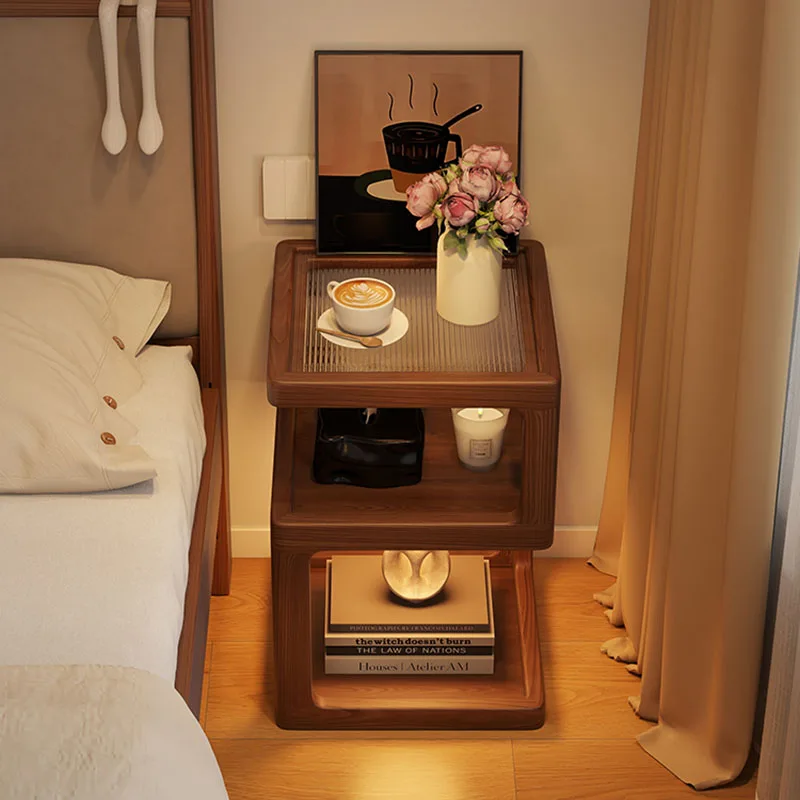 Librero Storage Wood Bedroom Nightstand Mobile Cabinets Luxury Unique Bedside Table Organizer Mesa De Cabeceira Hotel Furniture