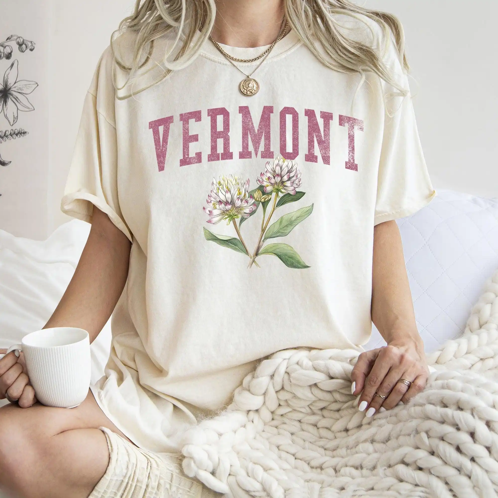 Vermont State Flower Colors Tshirt, Flower Tee, Botanical, Gardening, Travel, Gift, Mother, Girlfriend T-shirt