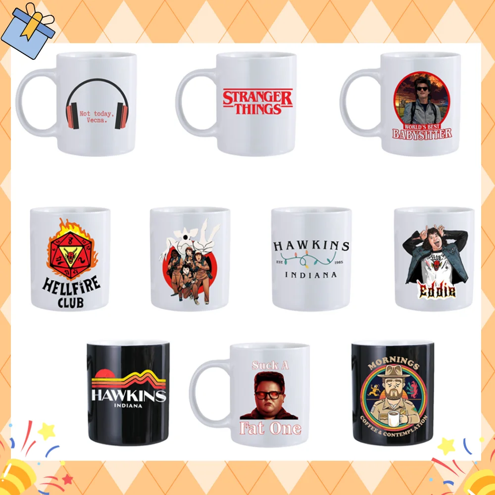 Taza de cerámica de 11OZ para Stranger Things Hopper, Barbara Holland Steve Dustin, periférico de animé, bonito adorno de escritorio, regalo de Festival