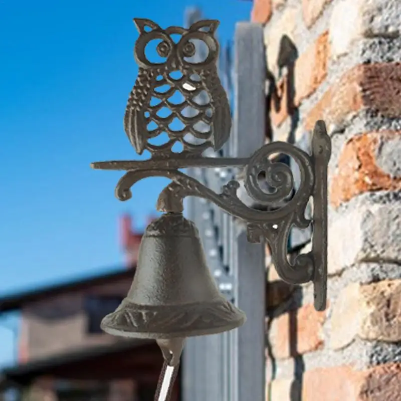 Retro Garden Rustic Bell Vintage Large Cast Iron Wall Mounted Metal Door Bell for Farm House Outside Decorative Accent Bells