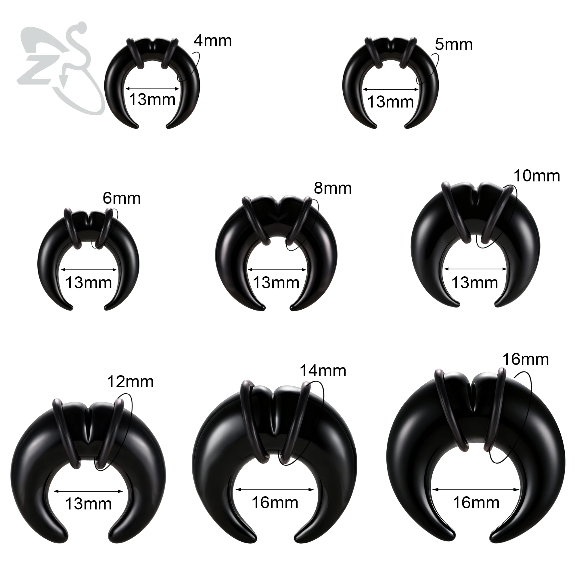 Colorful Glass Ear Plug and Tunnel Horn Shape Nose Piercing