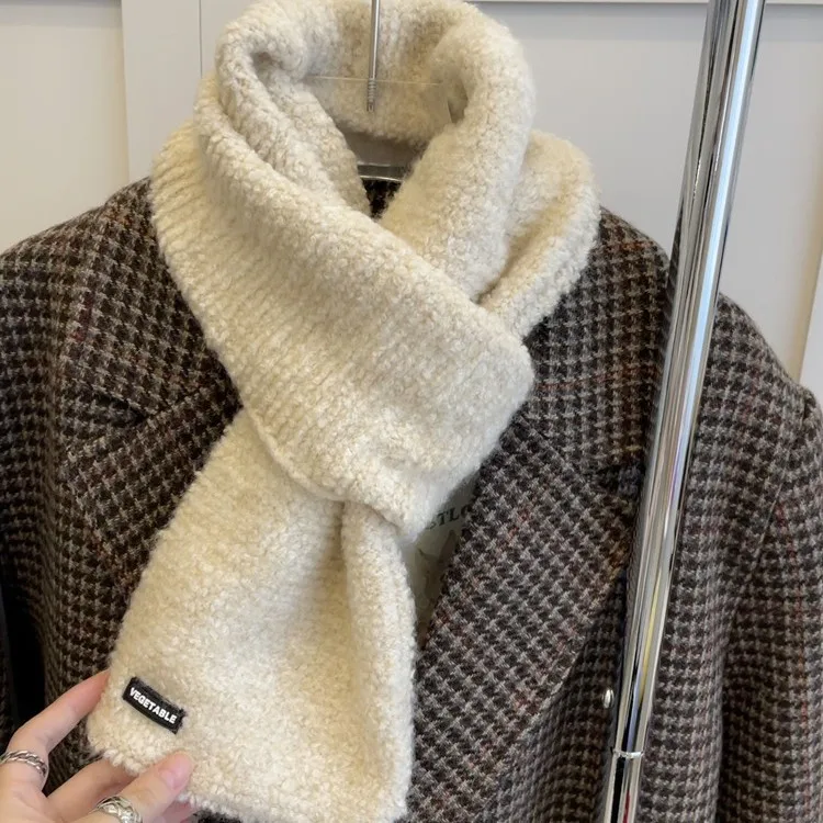 

Ограниченный повседневный простой универсальный короткий шарф, перекрещенная шерсть, однотонный шарф, чтобы согреться, корейская версия женщин