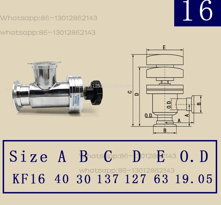 High vacuum baffle valve KF manual angle valve GDJ-16, 25 valves, 40 collets, 50 pipe fittings, 304 stainless steel, 1 piece