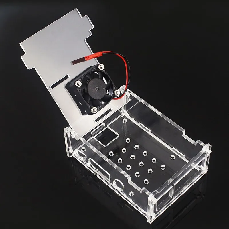 Acrylic Case for Raspberry Pi 4 Model B Transparent Case compatible Cooling Fan & 3.5 inch LCD for Raspberry Pi 4