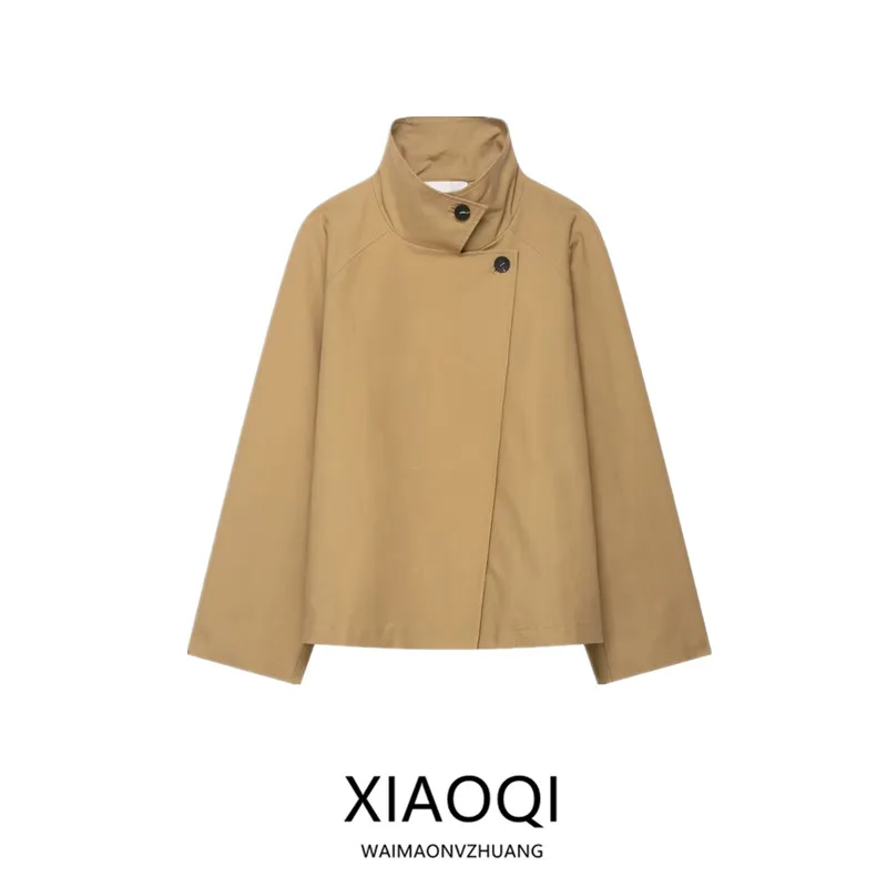 

Новая осенняя женская хлопковая куртка-жакет 2025 года с длинным рукавом, универсальная верхняя одежда, укороченное пальто для повседневной носки