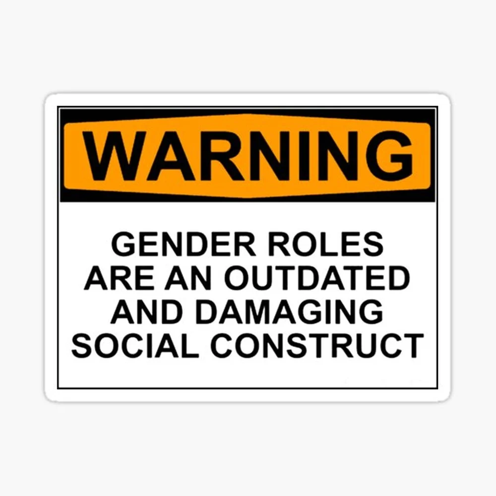 WARNING: GENDER ROLES ARE AN OUTDATED AND DAMAGING SOCIAL CONSTRUCT Sticker for Laptop Decor Bedroom Car Cute Cartoon Art Fashio