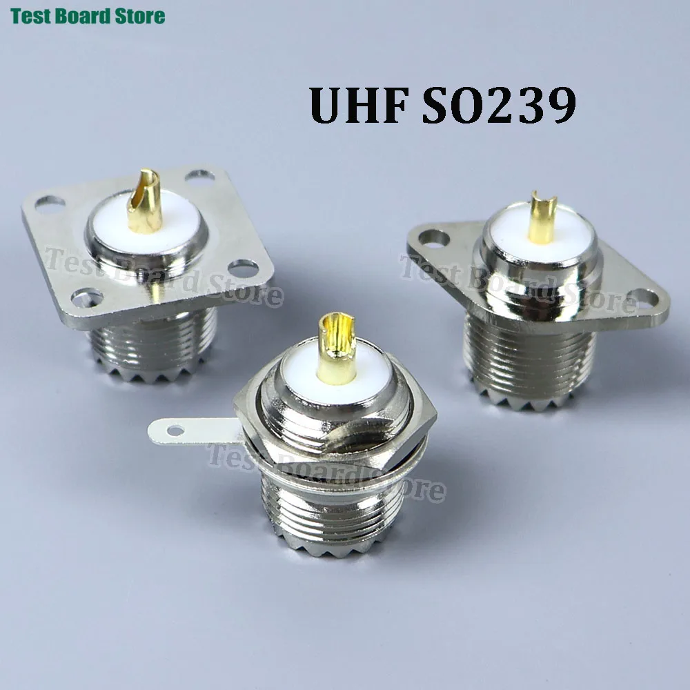 1/2pcs UHF SO239 Bulkhead Female Panel Mount Flange Solder Cup 4 Hole Chassis PL259 RF Coaxial Connector Coax Antenna Adapter