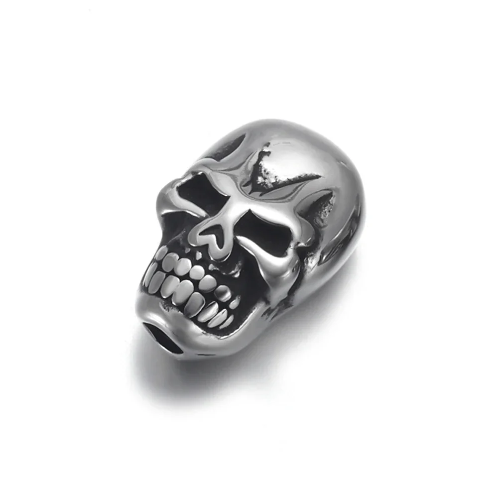 Stainless Steel Skull Bead Spacer Polished 2mm Hole Beads Metal Charms DIY Bracelet Jewelry Making Accessories