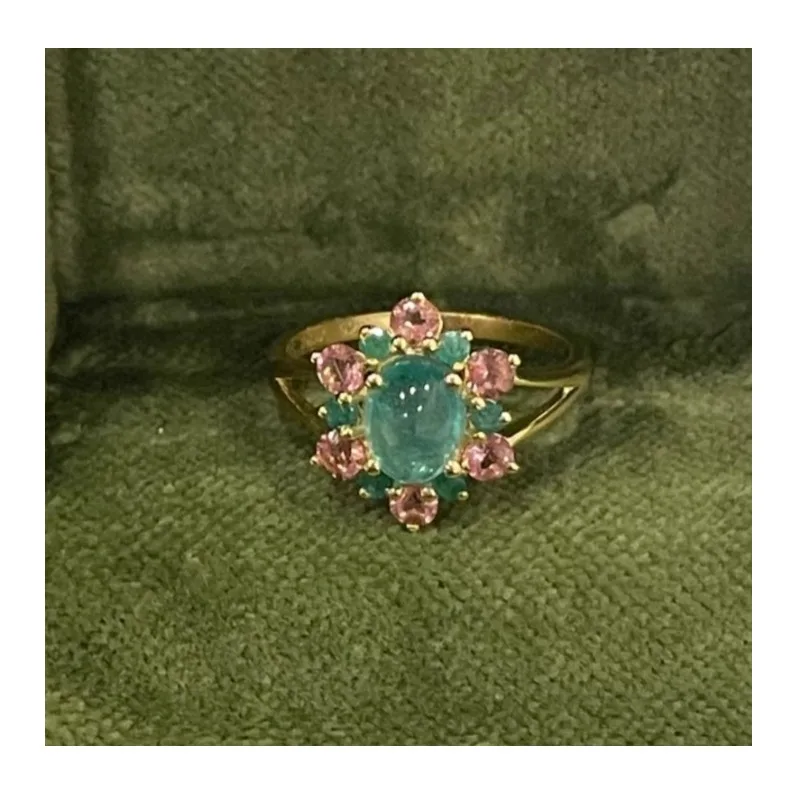 

Imitation Aquamarine Oval Santa Maria Color Ring French Light Luxury Premium Color Treasure Tourmaline Color High Value Index Fi