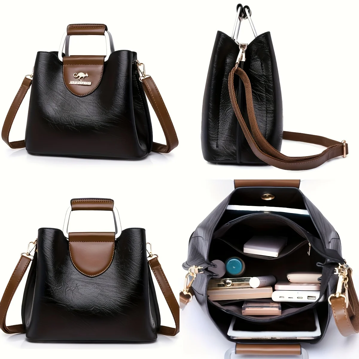 Women's Fashion Tote Bag with Multiple Pocket, Vintage Crossbody Bags for Women Daily Handbag Shoulder Bag, Phone Purse Pouch