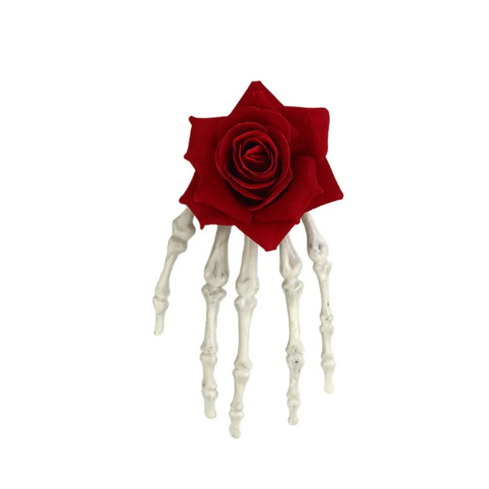 Cloth Ghost Claw Hair Clip Skeleton Flower Skeleton Hand Rose Hairpin Halloween Toy Cosplay Supply Halloween Headwear Girls