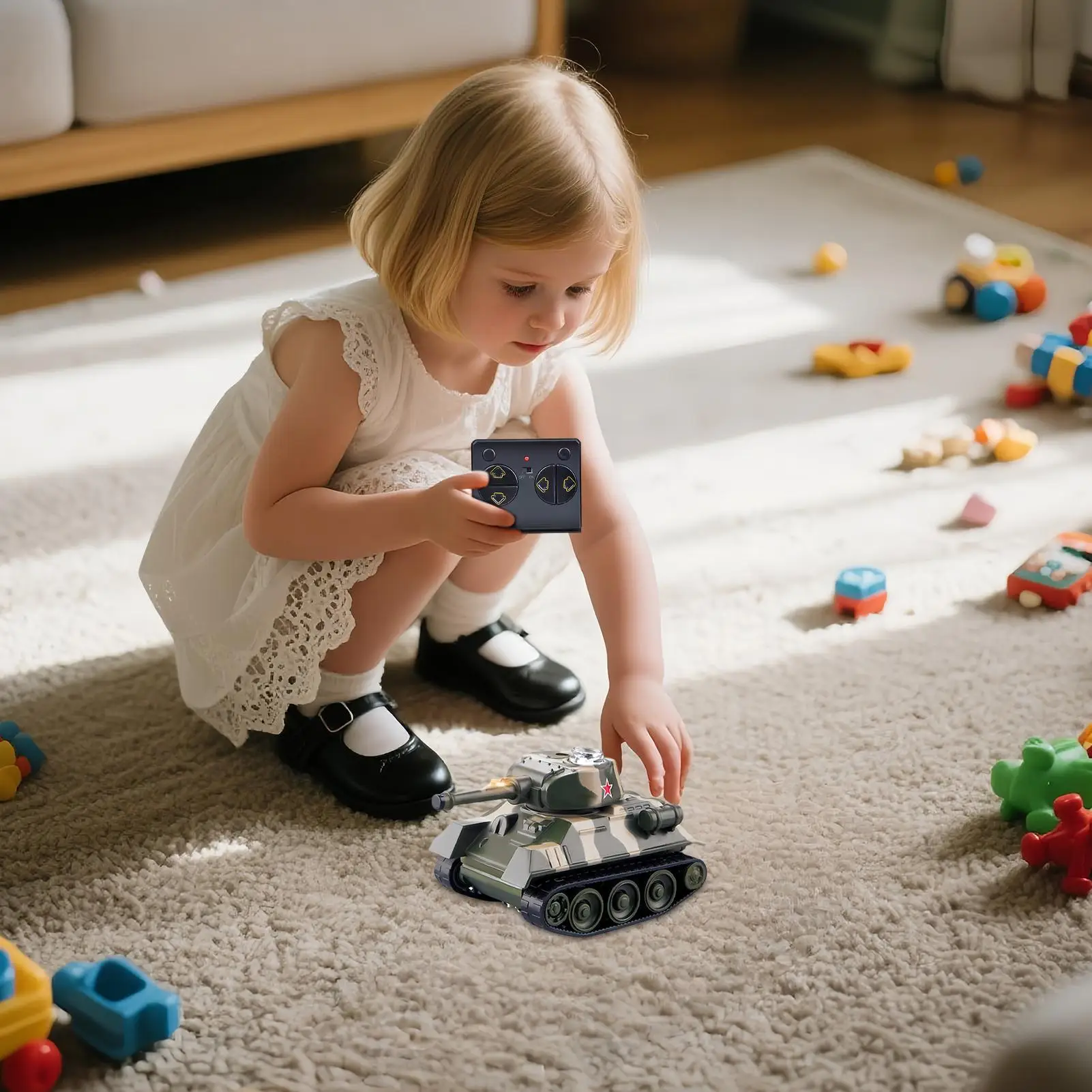 2.4G Simulazione telecomandata Carro armato Mini veicolo interattivo Giocattolo Veicolo telecomandato Modello di veicolo blindato da guerra Giocattolo per bambini