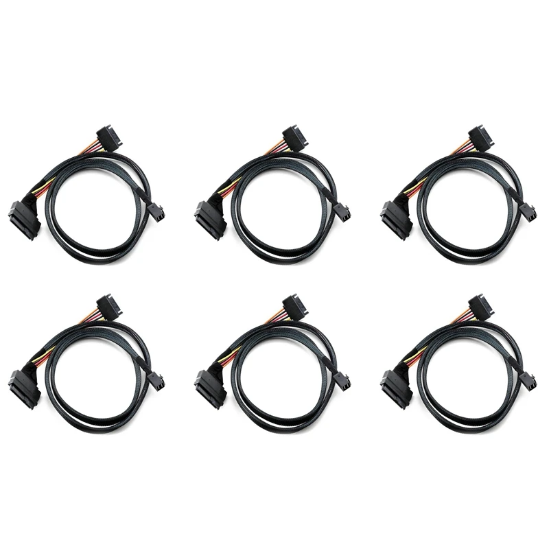 

6X Built-In 12G Mini SAS HD To U.2 / SFF-8643 To SFF-8639 Cable 0.5M With 15-Pin SATA Power Supply, Suitable For U.2 SSD