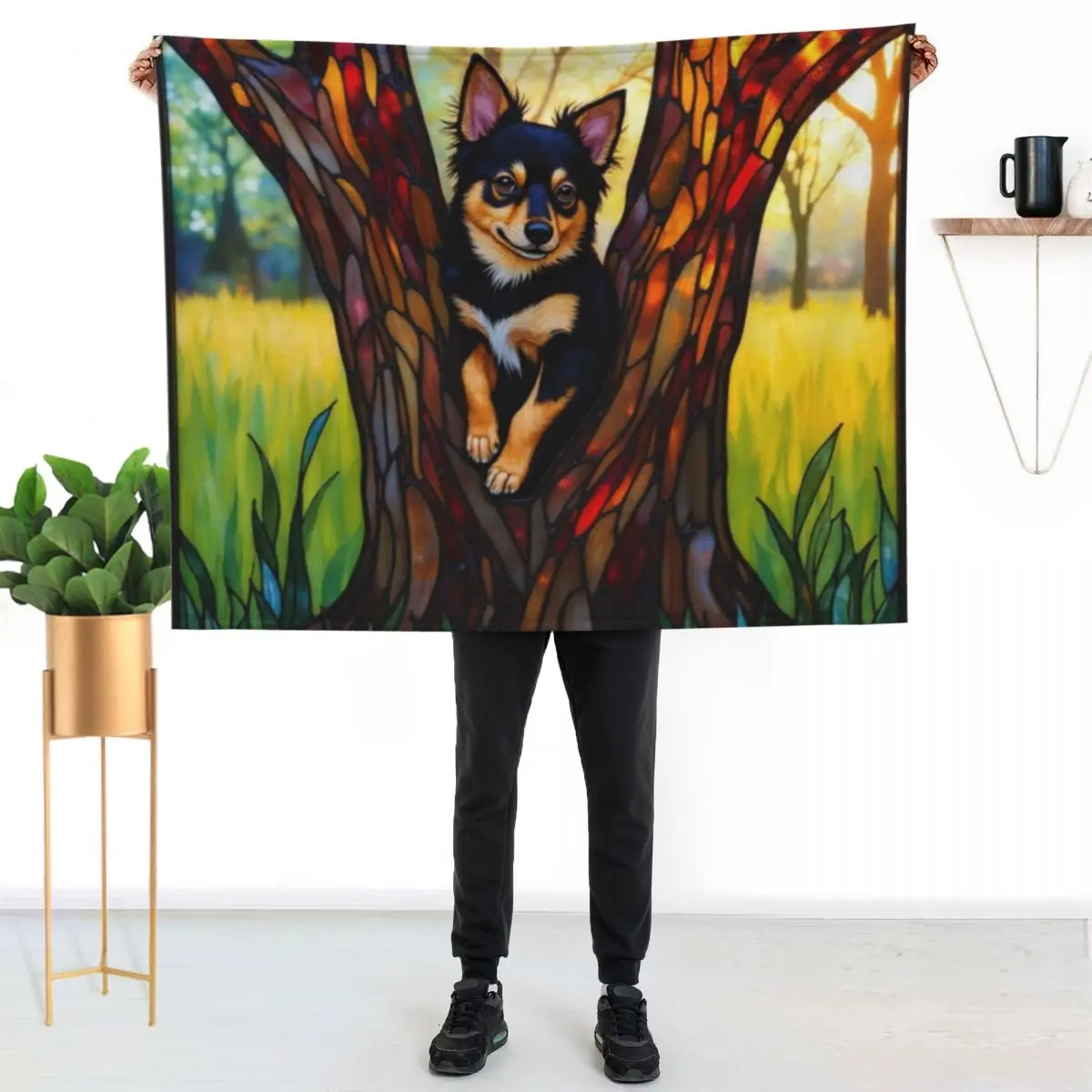 

Puppy in a tree Throw Blanket Durable Warm Blanket for Daily Home Use