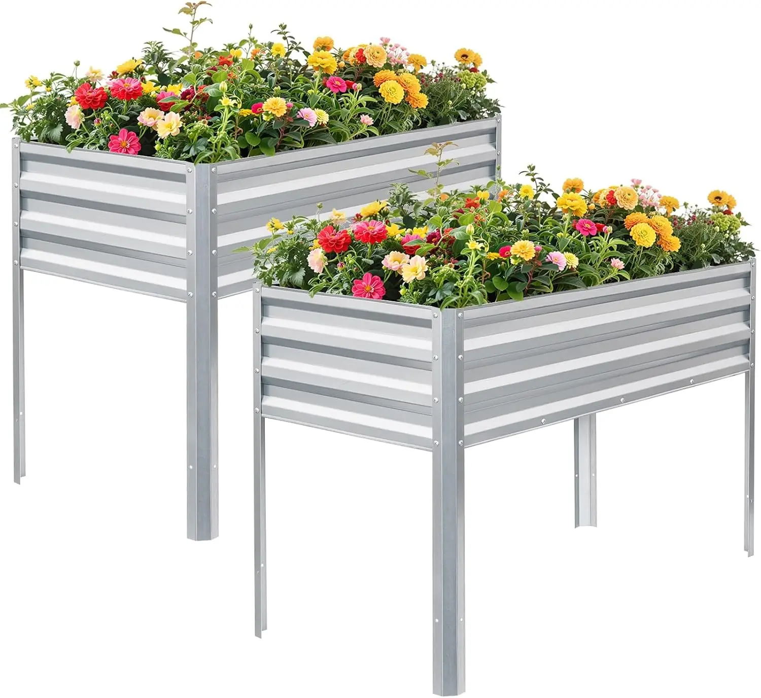 

48x24x32in Metal Raised Garden Bed Planter Box with Legs 2 Pack for Plants, Vegetables, Flowers, Fruits