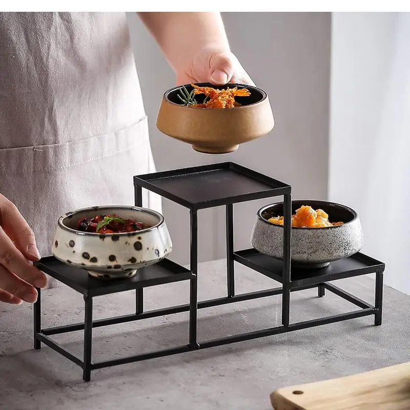 Ceramic Bowl Wrought Iron Storage Rack Dessert Appetizer Featured Hotels Restaurant Table Kitchen Utensils