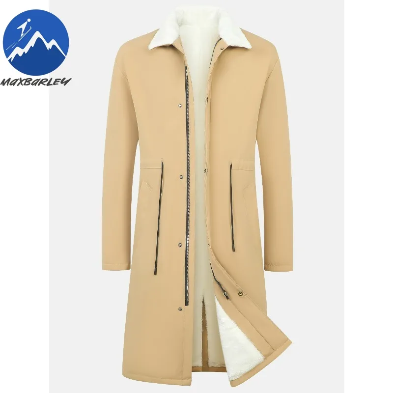 

Флисовый плащ Maxbarley для мужчин, зима 2025, новая мода, длинное морозостойкое теплое пальто в стиле ретро, мужская брендовая толстая ветровка, куртка