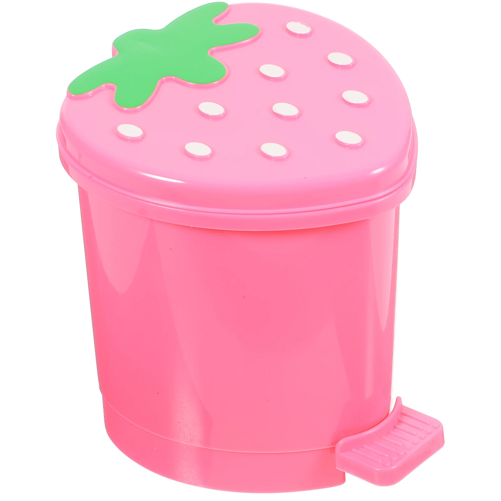 Mini Trash Can with Lid Plastic Trash Basket for Home Bedroom Office Desktop Garbage Storage Box Cartoon Red Pink Container