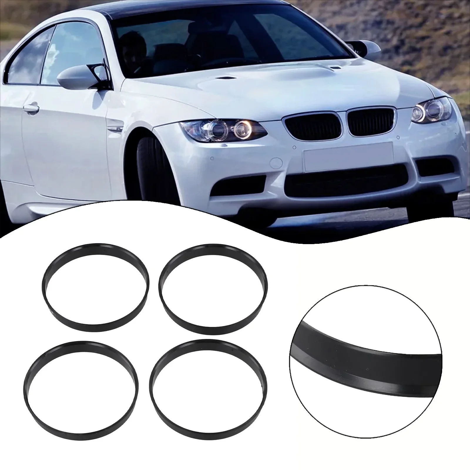 4pcs Car Hub Centering Ring For BMW Wheel Bore Center Spacer Black 74.1x72.6mm Plastic Wheel Center Cap Wheels Tires Accessorie
