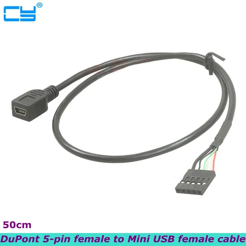 50cm Mini USB 5Pin Female to DuPont 5-pin Female Computer Case Motherboard Adapter Cable Spacing 2.54mm Terminal