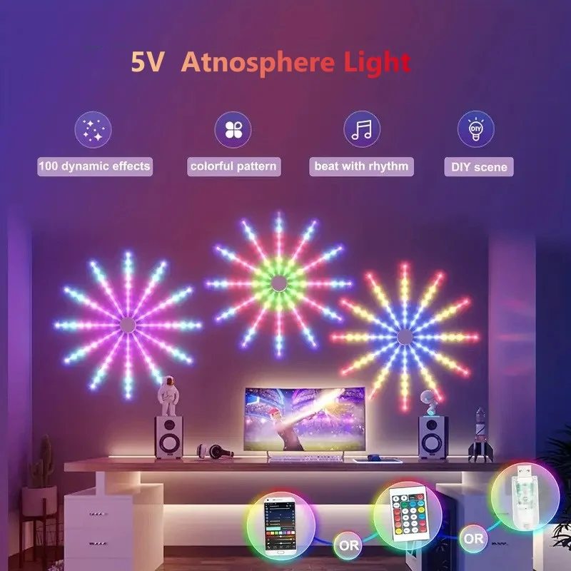 Smart RGB Ambient Lights Sound Pickup Esports Lamp Remote Control APP Music Rhythm Holiday Party Wall Decor LED Light Strip