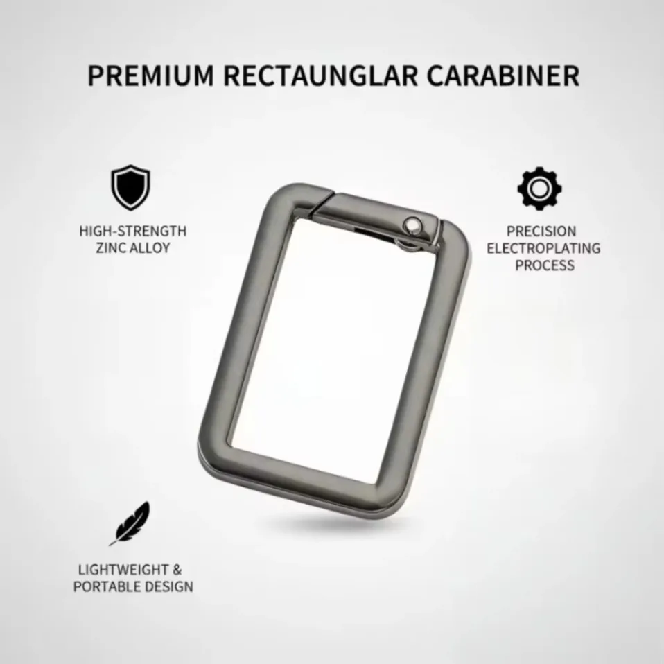 2pcs Zinc alloy Square Spring Gate O Ring Openable Leather Bag Handbag Belt Strap Buckle Connect Keyring Pendant Key Chain