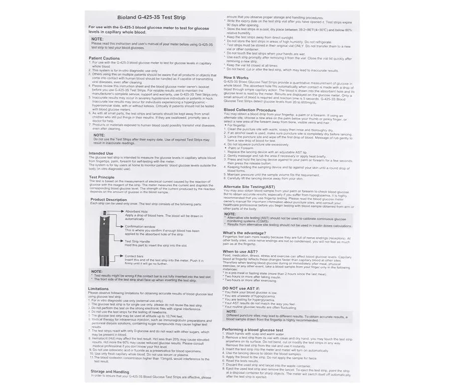 50 Stück Blutzucker-Teststreifen/Lanzetten für G-425-3/G-425-2/G-425-1/G-427B Glucosemeter Blutzucker-Testpapiere Blut sammeln – Detail 14