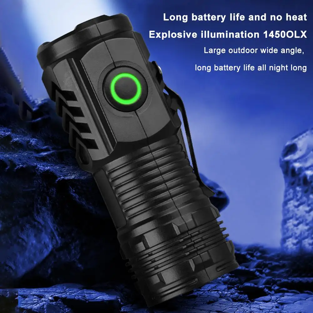 Outdoor Flashlight Strong Light Mini Flashlights With Clip Waterproof Rechargeable Portable Torch For Camping Walking Lamp