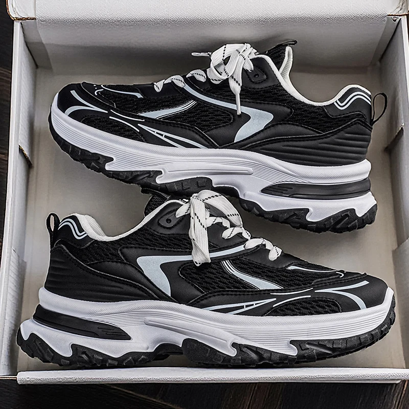 

LOEIKAN Men's Breathable Chunky Sneakers, Color Block Platform Dad Shoes