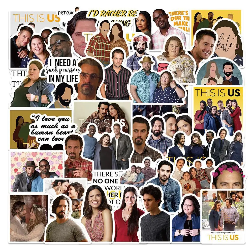 50 Stück TV-Show-Aufkleber „This Is Us“ aus wasserdichtem PVC für Graffiti, Laptop, Gepäck, Motorrad, Kühlschrank, Skateboard, Spielzeug