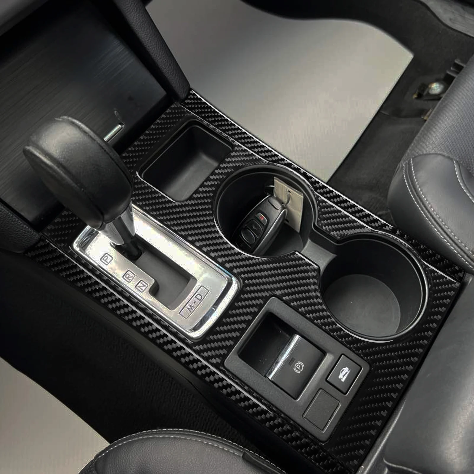 For Subaru Outback Legacy 2015-2017 Real Carbon Fiber Stickers Center Gear Shift Water Cup Panel Car Accessories decorative