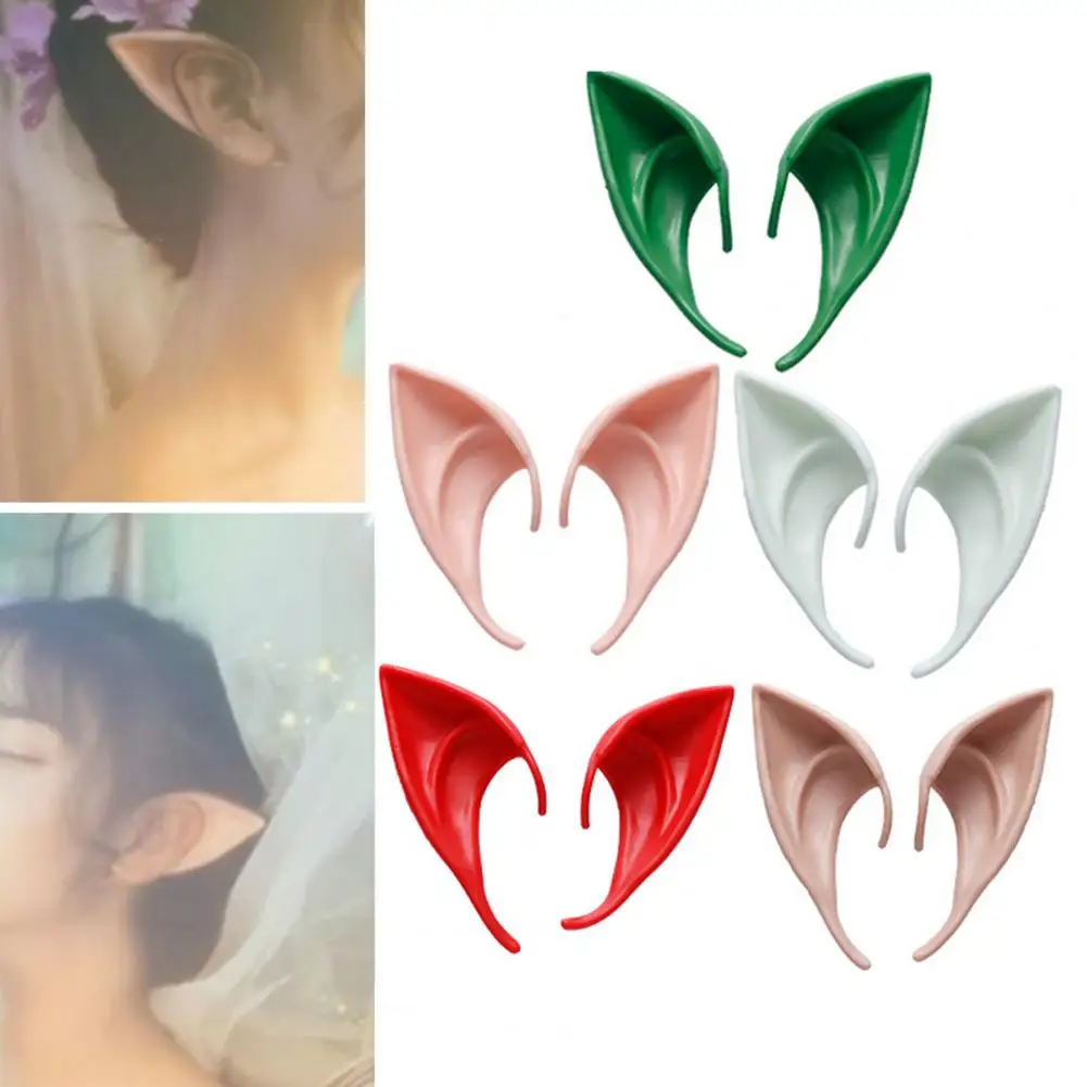 1Pair Halloween Latex Elf Ears High Simulation Soft Harmless False Ears Props Fairy Angel Dress Up Cosplay Hook Christmas Decor