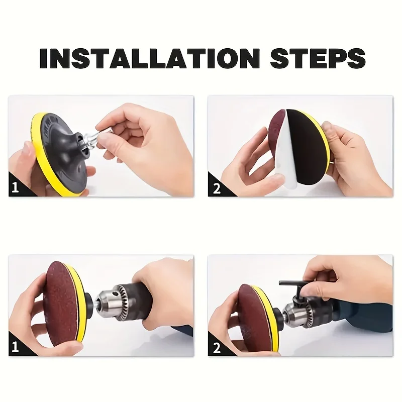 Sand pad with drill bit adapter and self-adhesive disc interface - Medium grit for angle grinder and wall grinder