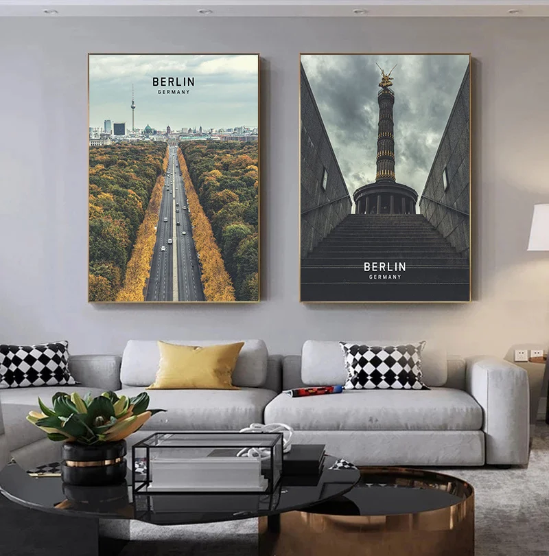 ملصقات مناطق ذات مناظر خلابة في المدن الشهيرة ، لوحة قماشية مطبوعة ، فن جدران بناء فيينا ، صور لغرفة المعيشة ، ديكور المنزل #4