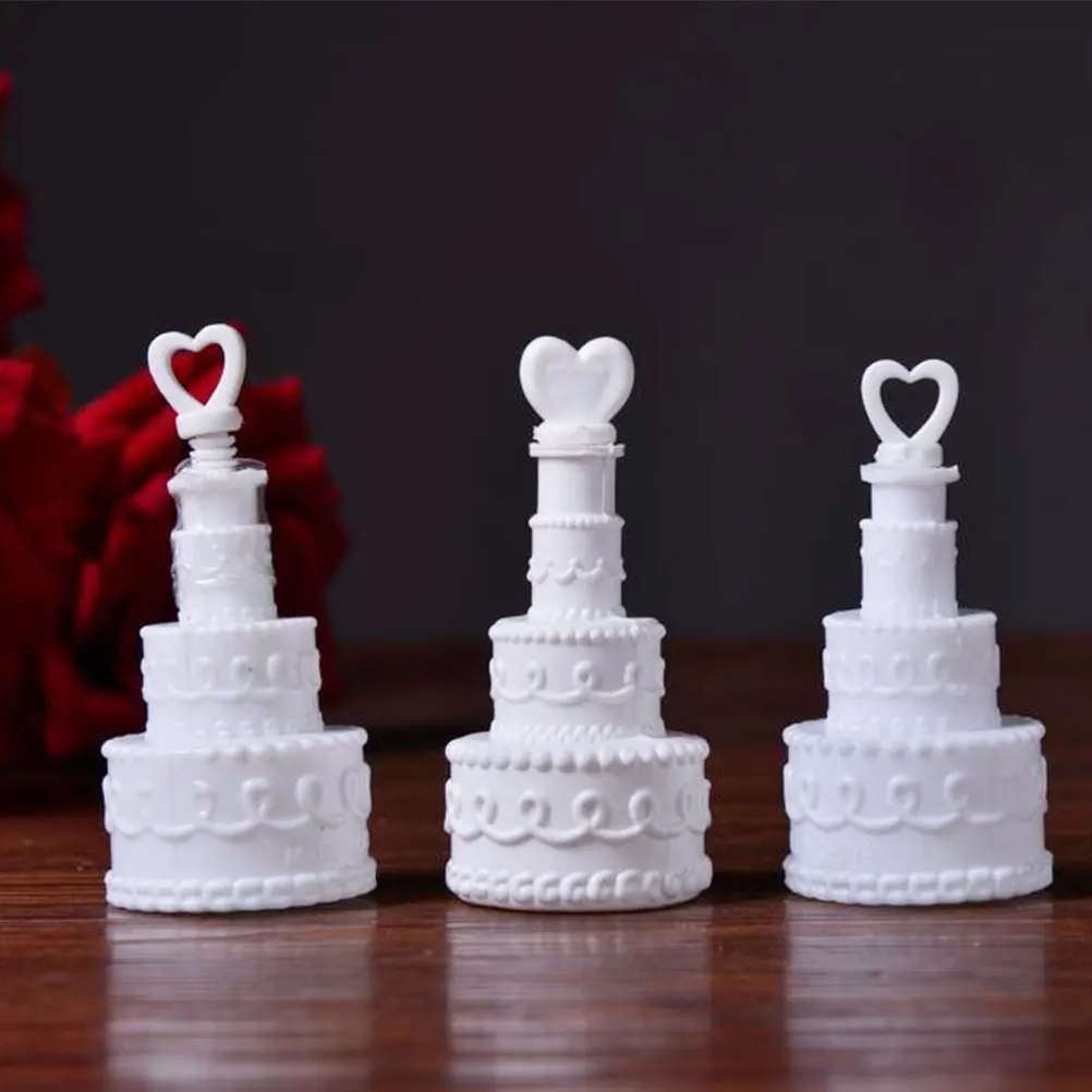 12Pcs Bubble Bottles 4 Layers Cake Shape Heart Top Wedding Party Outdoor Decoration Bubble Bottle