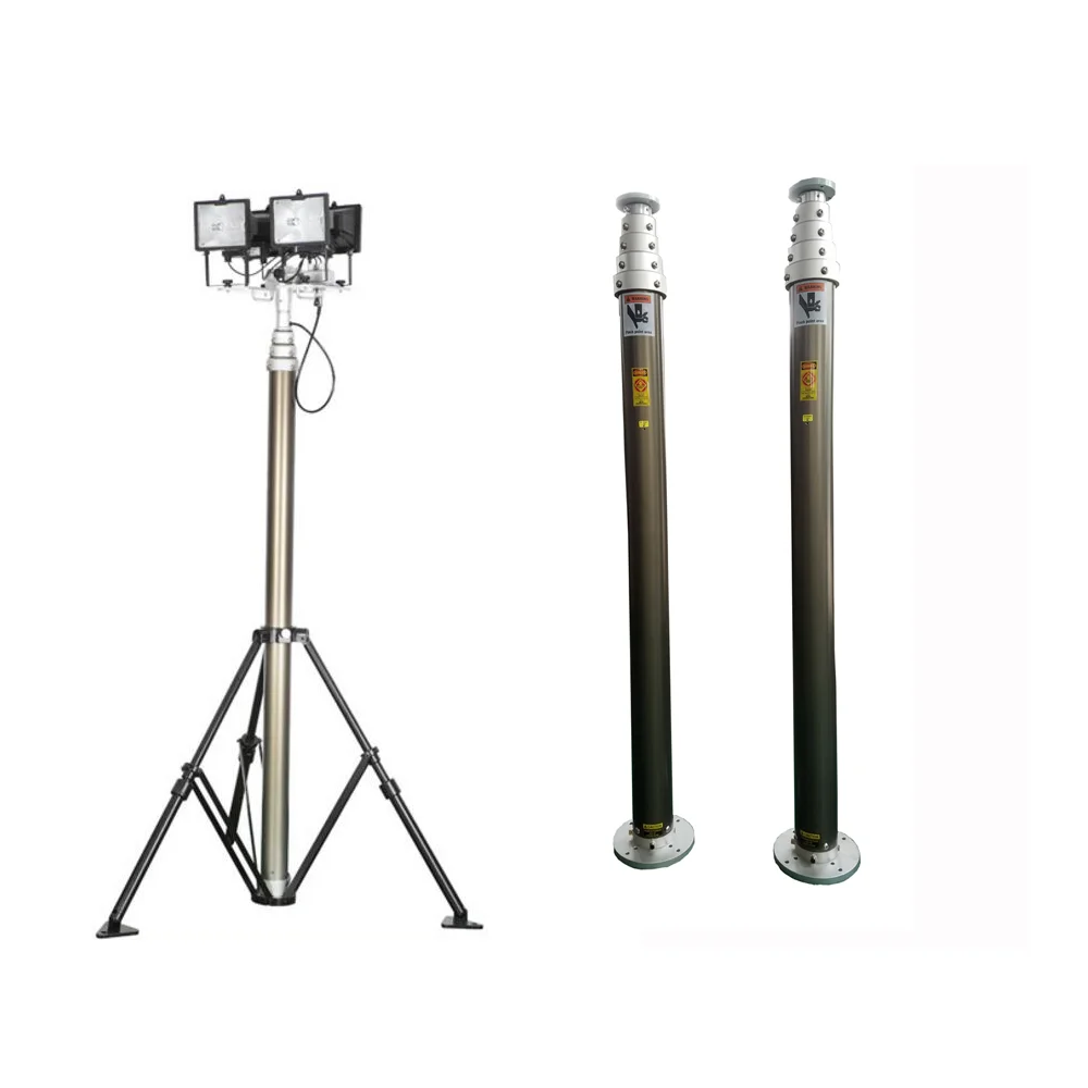 10m big locking aluminum movable adjustable  pneumatic telescopic mast tripod  for Emergency Lighting