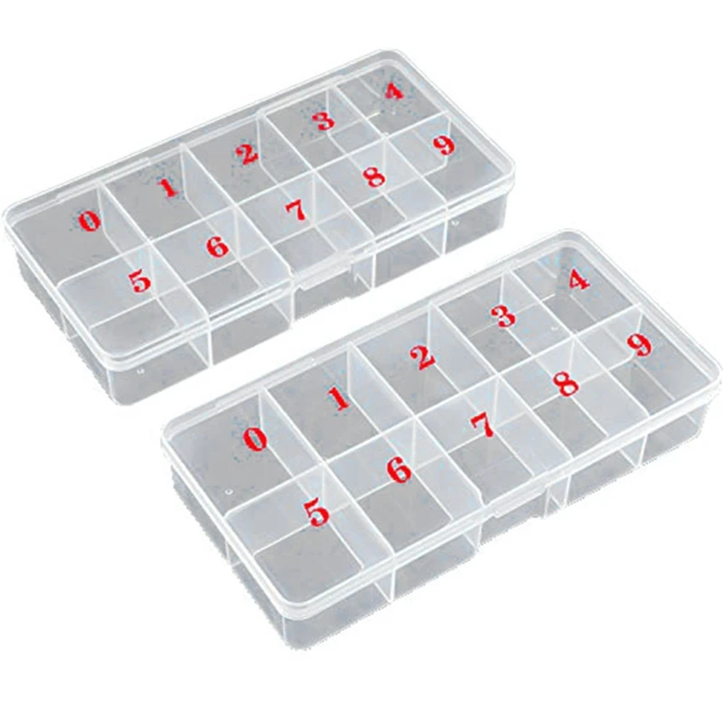 Nail Tip Box Empty Nail Tips Organizer Storage Fingernail Box Spaces Storage Case Container Nail Box Grid Box