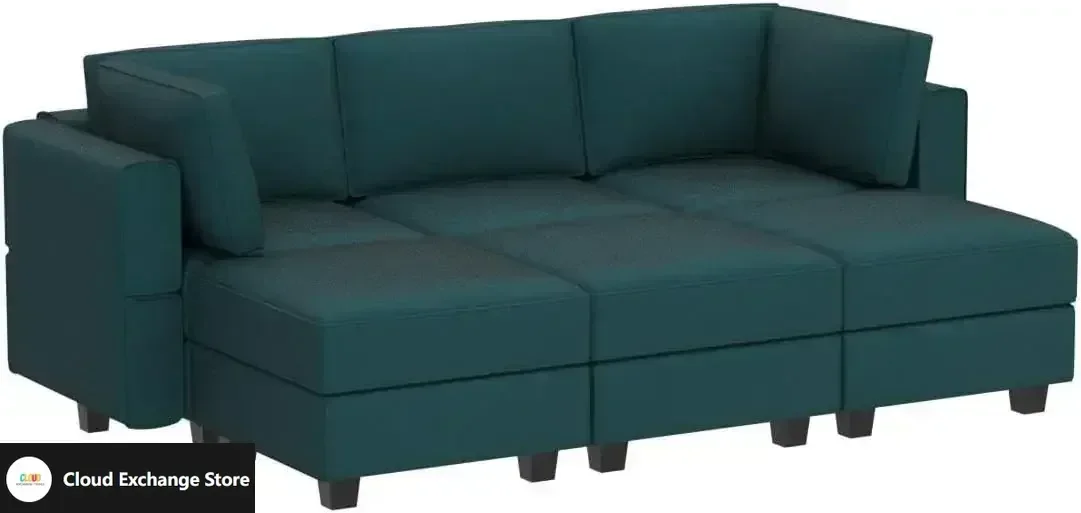 

Modular Sofa Bed Modular Sectional Sleeper Sofa Convertible Sectional Couch Bed Set with Reversible Chaise Peacock Blue